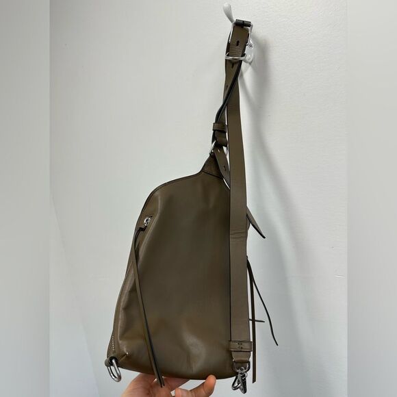 Rag & Bone Elliot Sling Pack Taupe Green Leather Zebra Pony Hair - Picture 6 of 14